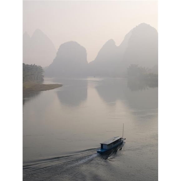 Posterazzi DPI1846516LARGE Li River Yangshuo County Guilin Guangxi Province China - Boat On The River Poster Print, Large - 30 x 40
