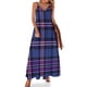 thumbnail image 1 of Nuevo vestido de tartán de Rangers Escocia fondo azul con líneas rojas blancas y azules y negro sin mangas vestido mujer verano, 1 of 7