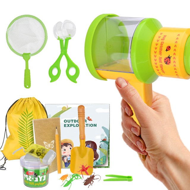 Catching Toy Set Educational Kids Insect Catching Toy Set Bugs Catching Set With Butterfly Net Keeper Magnifying Glass heqiyong LED