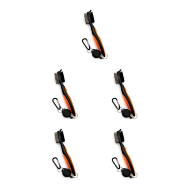 Guardoinrt Stainless Steel Golf Club Brush Ergonomic Handheld Replacement Solid Color Telescopic Ball Shoe Brushes Cleaning Tool Orange Lidless 5Set
