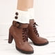 thumbnail image 4 of Botas de mujer de otoño e invierno, calcetines cortos de lana tejidos con botones cálidos, calcetines de lana con hebilla de diamante, 4 of 6