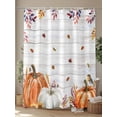 thumbnail image 4 of Fall Shower Curtain Orange Pumpkin Shower Curtains for Bathroom Thanksgiving Decor, Waterproof Polyester Shower Curtain Set with Hooks, Stall Long Size 54"x78" Sunflower Wood Grain, 4 of 6