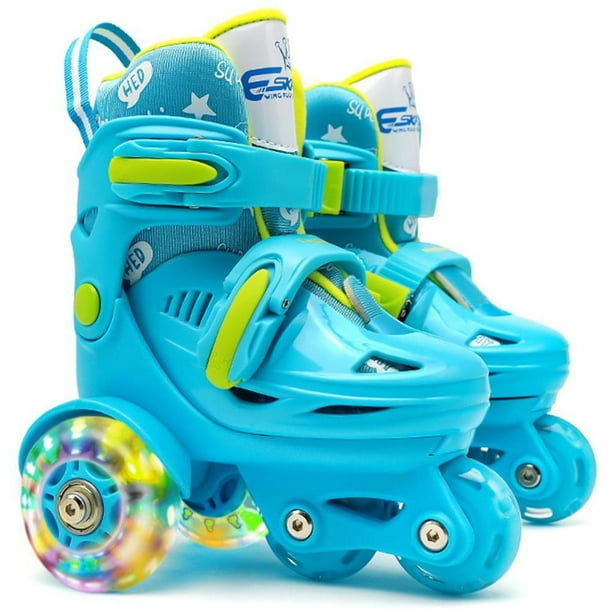 Wweixi Kids Quad Roller Skate Roller Skates 3 Point Balance Roller Shoes for Girls Boys with Adjustable Size Double Brakes Luminous Wheels No.4