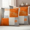 thumbnail image 2 of 2 Pack Outdoor Waterproof Throw Pillow Covers,Gray Orange Color Block Decorative Square Pillow Case Patio Pillowcases for Chair Couch Sofa 16x16in, 2 of 9