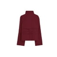thumbnail image 4 of Women'S Trench Double Breasted Short Jacket High Collar Fall Winter Coats Trendy Outfit with Belt Wine Red M, 4 of 9