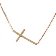 925 Sterling Silver Rose Gold-Tone Sideways Cross Pendant Necklace