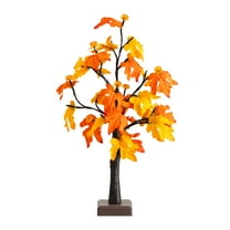Nearly Natural 2ft. Pre-Lit Autumn Maple Artificial Fall Tree with 24 Warm White LED & Pumpkin Shaped Lights with Detachable Base