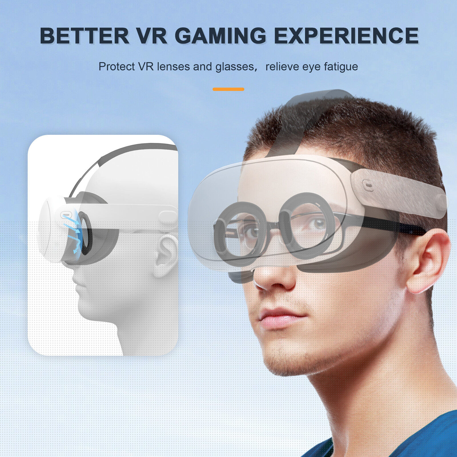 thumbnail image 2 of Protector de lentes para gafas de realidad virtual Quest 3. Marco protector con anillo antiarañazos y filtro de luz azul, 2 of 7