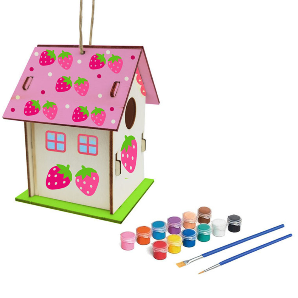DIY Birdhouse Kit Interesting Easy To Assemble Painting Wooden Arts