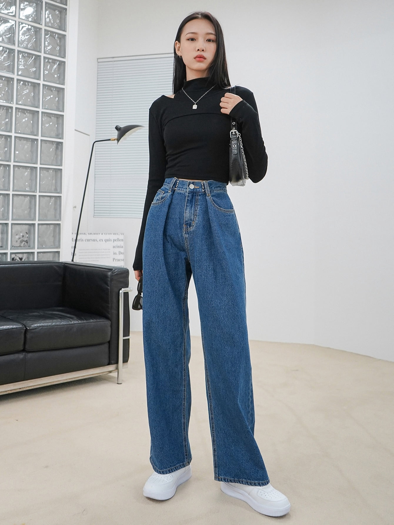 Women's High Waist Fold Pleated 