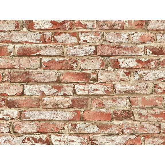 Harry & Grace Clay Faux Rustic Brick Peel and Stick Natural Wall Backdrop Panel - 20.5 in. W x 9 ft. L Roll