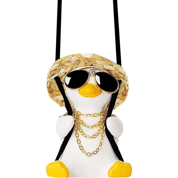 CHAO Adorno colgante para coche con pato oscilante, colgante bonito para coche, pato oscilante, decoración automática, accesorios para espejo retrovisor de pato volador para espejo de coche