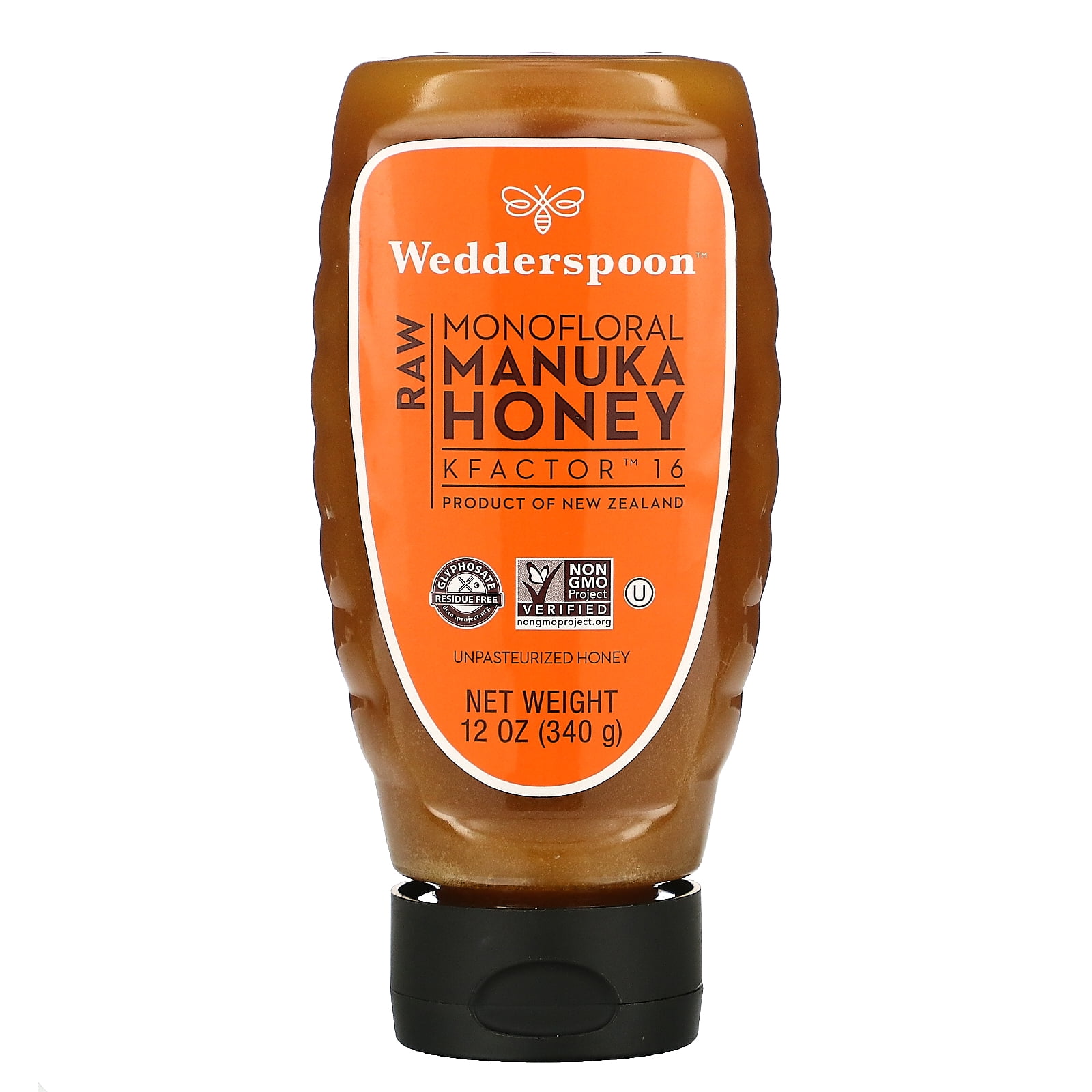 Wedderspoon Manuka Honey Raw Squeeze Bottle, 12 oz