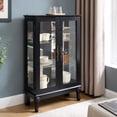thumbnail image 3 of S-HOME Black Glass Curio Cabinet with Adjustable Shelves and Lighted Display for Showcasing Treasures in Any Room, 3 of 21