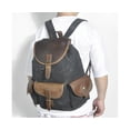 thumbnail image 2 of Water Resistant Canvas+quality Leather Travel University College School Bag Rucksack Backpack Daypack For Men Laptop Bag 9950 - Black, 2 of 3