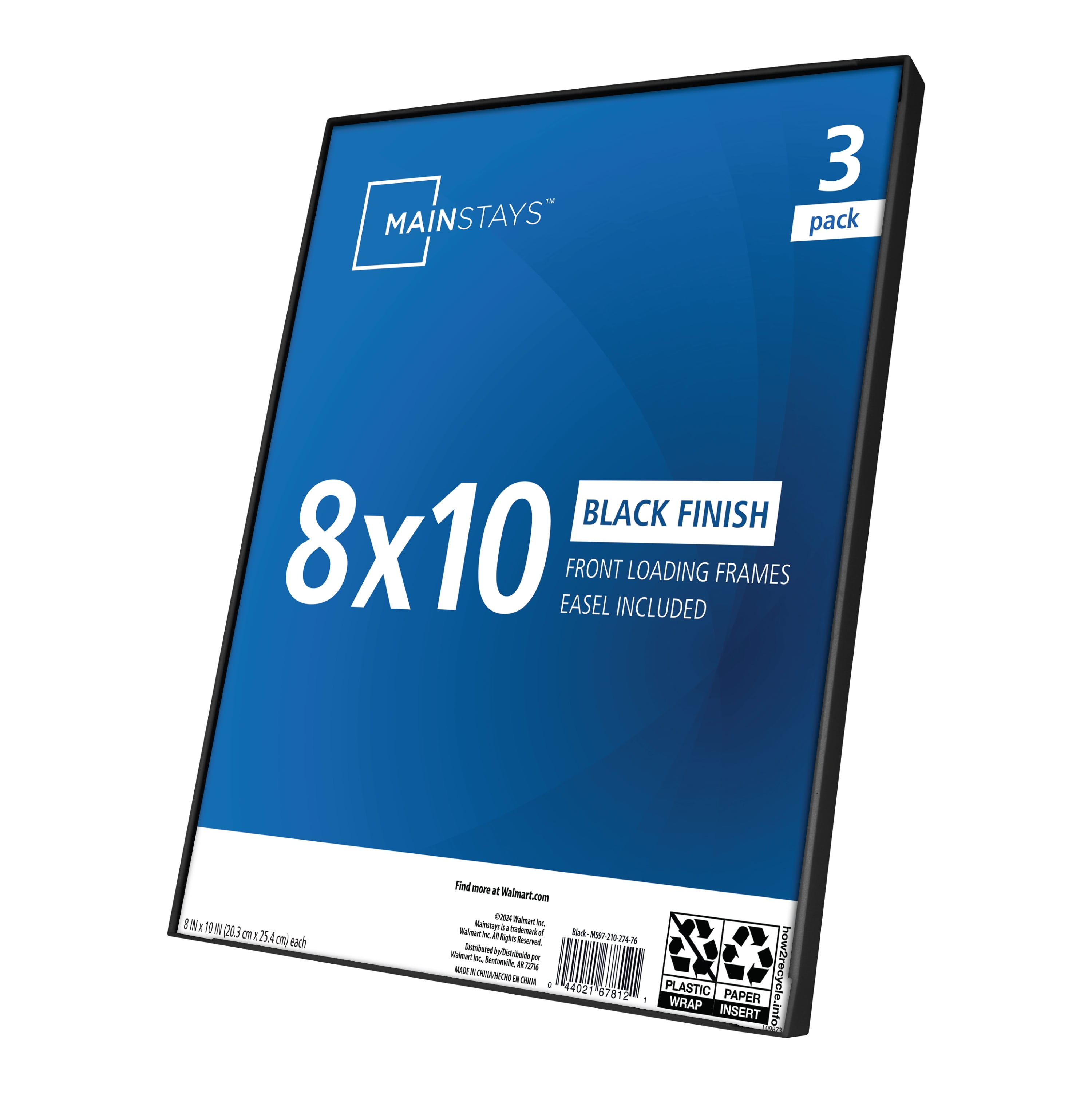 (2 pack) Mainstays – 8x10 Picture Frame – Black Front Loading Wall or Tabletop Photo Frame, Set of 3
