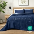 thumbnail image 2 of Ivy Union Comforter Set - Box Stitch - Easy Care Ultra-Soft Microfiber - All Season Warmth - Bedding Comforter - Queen - Dark Blue, 2 of 7