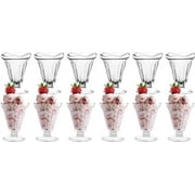 Vikko Ice Cream Glasses 7.5 Oz Retro Milkshake Glasses for Floats, Sundaes, and Dessert 12pk