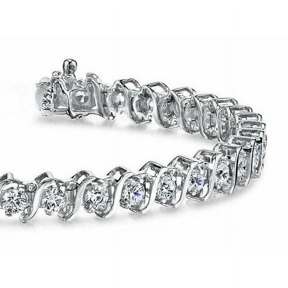 4CT Natural Diamond (I-J,SI1) Round S Link Tennis Bracelet 14K White Gold Fine Jewelry for Women Gifts