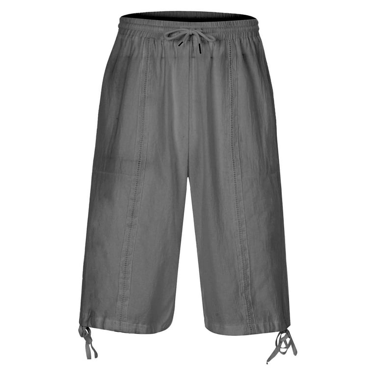 Feledorashia Men's 3/4 Length Shorts with Belted Casual