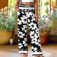 thumbnail image 4 of Trikvn Women Casual Pants Boho High Rise Drawstring Elastic Waist Wide Leg Pants with Pockets Flowy Lounge Vacation Fashion Beach Travel Trousers, 4 of 5