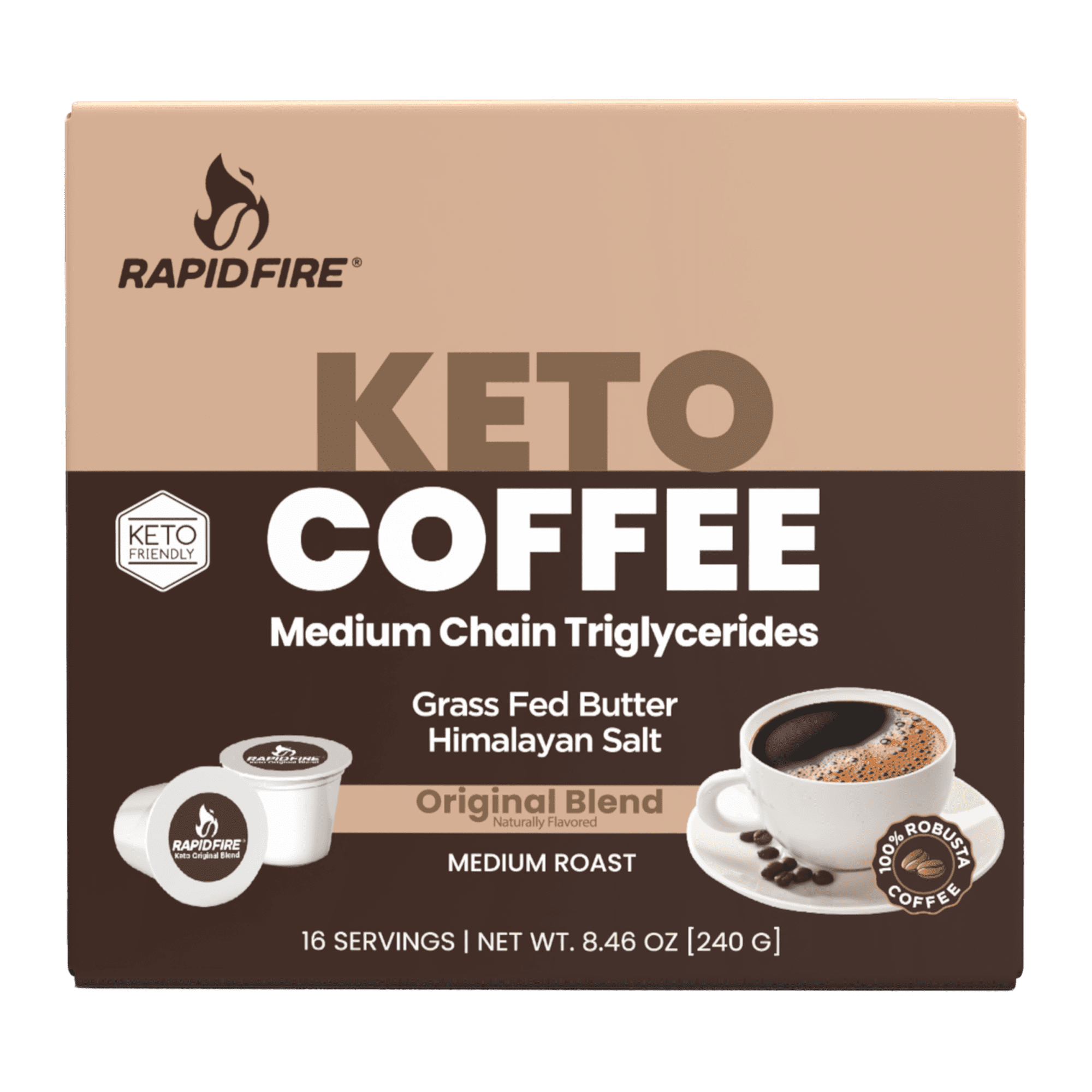 Rapid Fire Ketogenic Coffee Pods, Original Flavor, 8.48 oz., 16 Pods