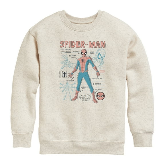Marvel - Sketchy Spider-Man Schematic - Youth Crew Fleece Sweatshirt