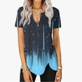 thumbnail image 1 of ICHUANYI Clearance Fashion Womens Casual Printed Zipper V Neck Short Sleeve Buttons Tops Irregular Hem Blouses(Navy, XL) ICHUANYI WER2023081106608, 1 of 5