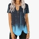 thumbnail image 1 of ICHUANYI Clearance Fashion Womens Casual Printed Zipper V Neck Short Sleeve Buttons Tops Irregular Hem Blouses(Navy, S) ICHUANYI WER2023081106607, 1 of 5