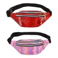 thumbnail image 1 of Riñonera deportiva brillante impermeable con cinturón ajustable para fiestas rave, festivales, viajes, senderismo, 1 of 5