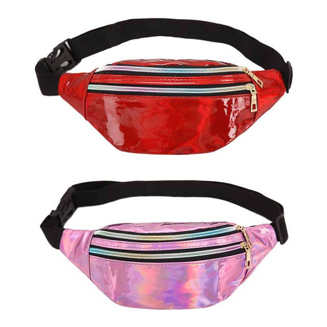 Riñonera deportiva brillante impermeable con cinturón ajustable para fiestas rave, festivales, viajes, senderismo