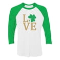 thumbnail image 1 of Tstars Womens Irish Clover Love St Patricks Day Gift 3-4 St Patricks Day Shamrock Shirts Gift for Her Irish Shirt Pride Proud Irish Women Sleeve Baseball Jersey Shirt, 1 of 5
