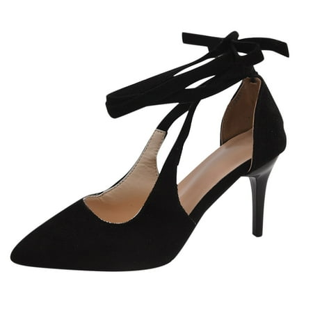

GWAABD Wide with Sandals for Women Heels Pointed Casual Lace Up High And Sandals Large Fashion Style Spring Women Summer Size Women s sandals
