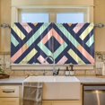 thumbnail image 2 of Yayeee Kitchen Curtains Set of 2 Light Filtering 57"x36" Over Sink Window Panels, Green Stripes, 2 of 7