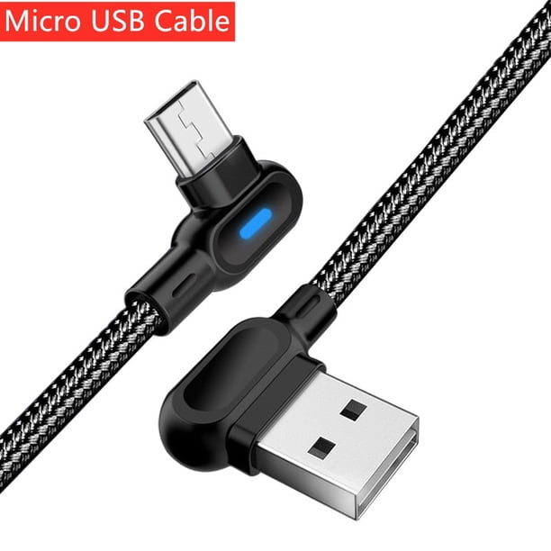 Marjay 90 grados Micro USB tipo C Cable 1M 2M carga rápida LED Cable para Samsung Xiaomi Huawei Android Cable USB tipo C cargador Tan Jianjun unisex