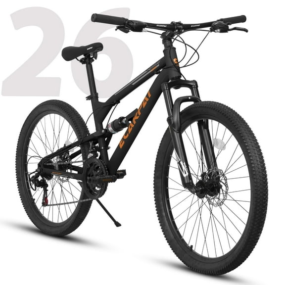 POVANLI 26 Inch Mountain Bike Adult Full Shimano 21 Speed Mountain Bike, Dual Disc Brake, Aluminum Frame Disc Brake, Front Suspension, Mountain biking for both men and women, Black (Gift)