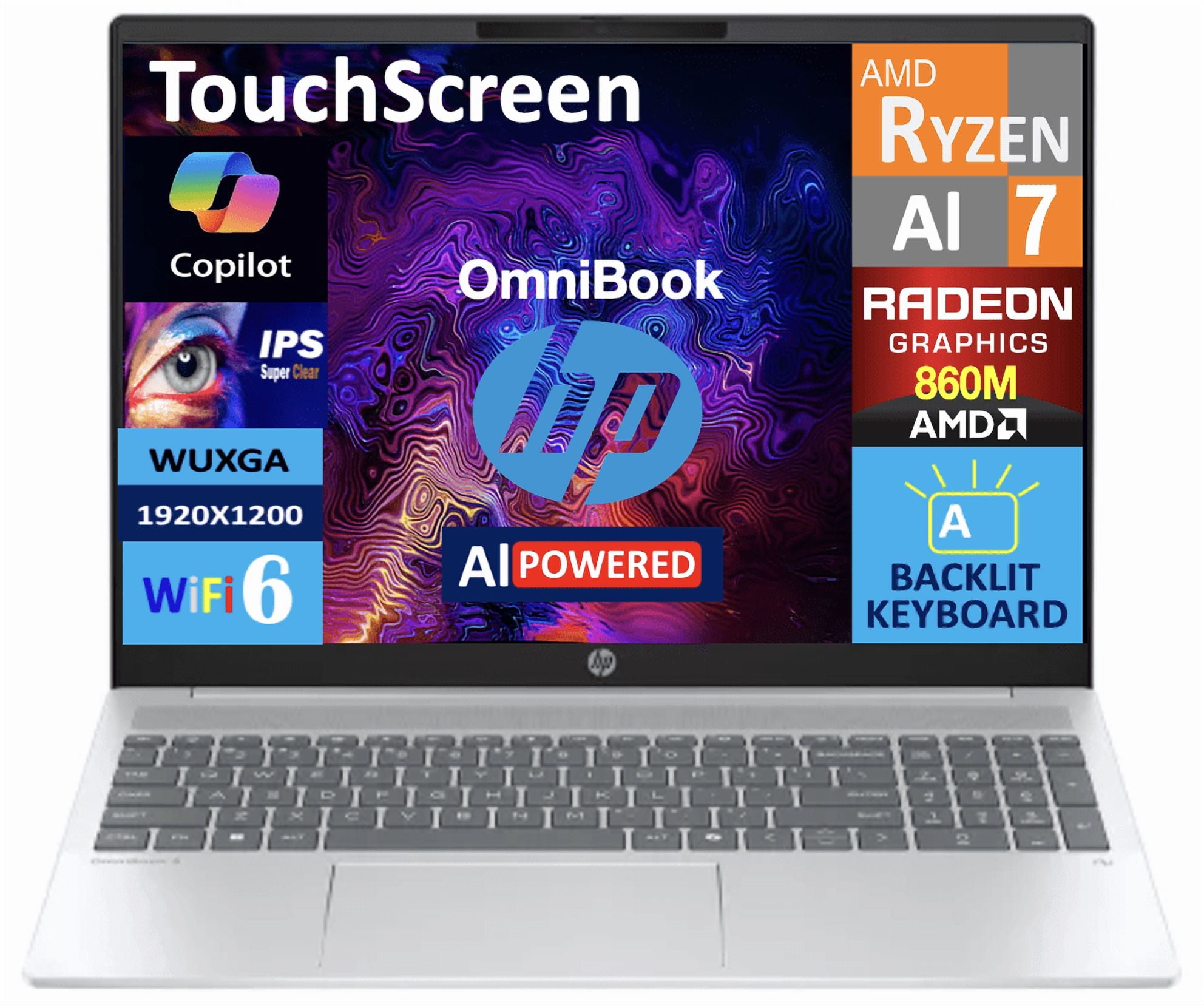 HP OmniBook X AI Powered Laptop 17.3in Touchscreen IPS FHD Display