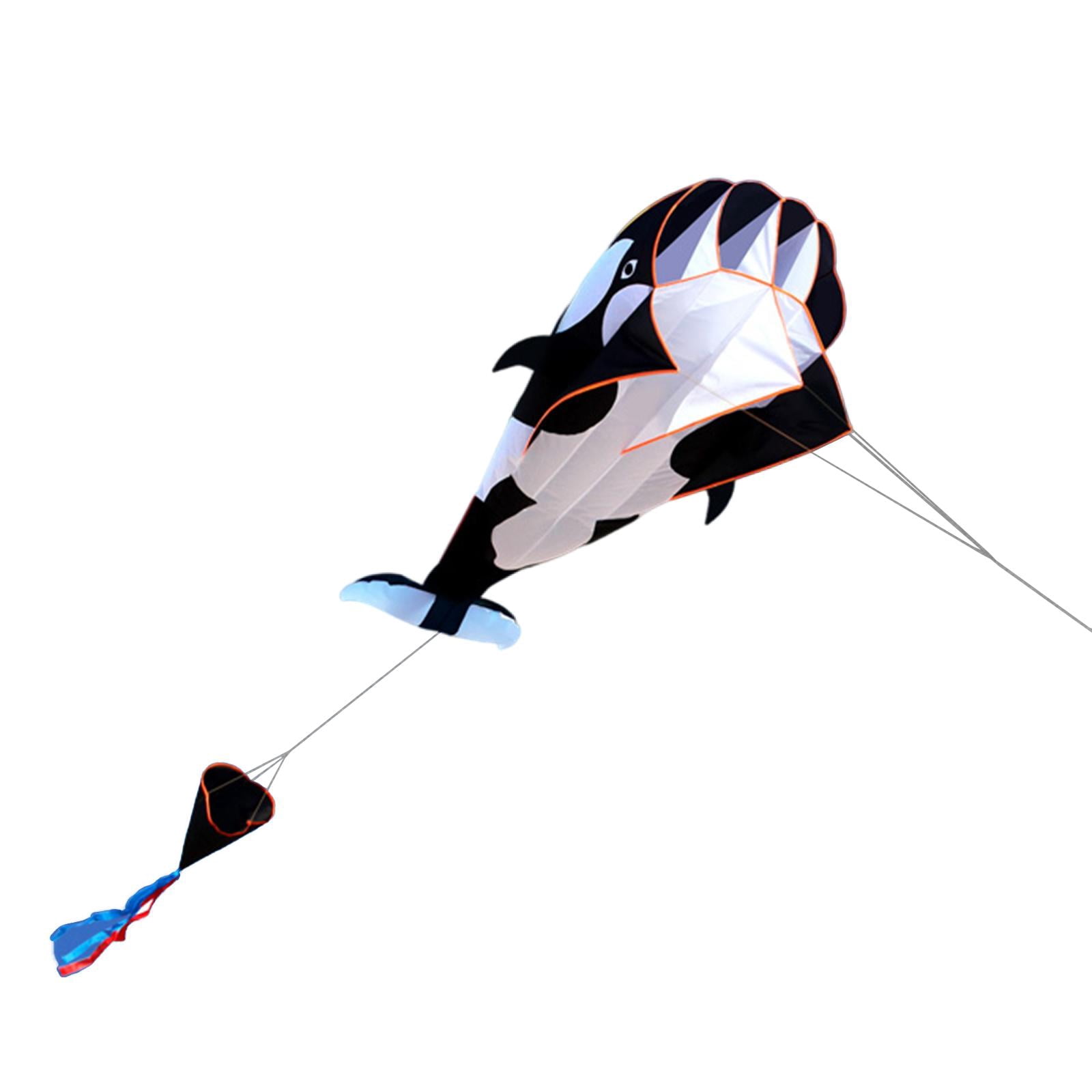 LeeQinersw Frameless Killer Whale Kite Parafoil Flying Kites for Garden Outdoor Flight Toys Black and white