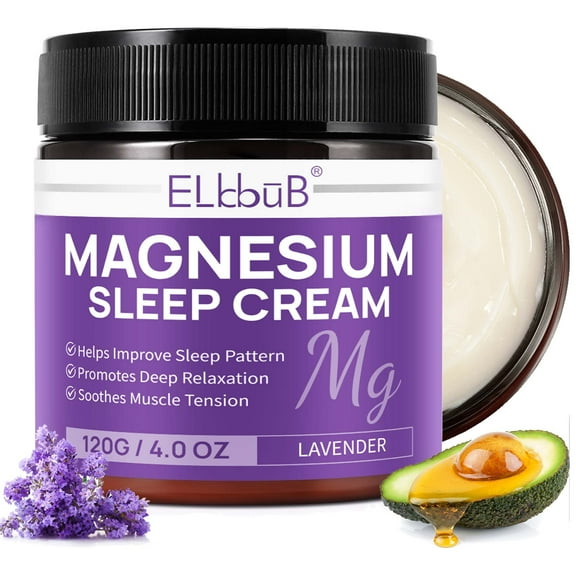 Elbbub Magnesium Sleep Cream (Lavender) - Deep Relaxation - Better Sleep - Hydration, Magnesium Body Lotion, 120G/4.01oz