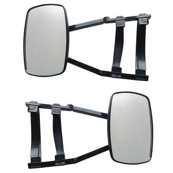 Universal Clip-on Towing Mirrors Extended for 360° Rotation Adjustable Mirror, Black 2PCS