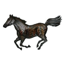 Rustic Western Wild Running Horse Decorative Metal Wall Sculpture Relief 24"L