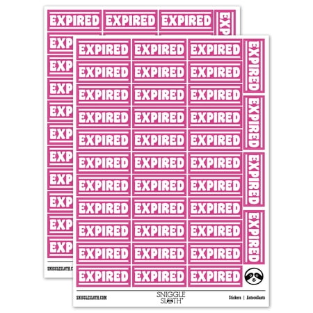Expired Bold Border Top Bottom Sticker Set - Hot Pink - Matte Finish - 1.5 Small