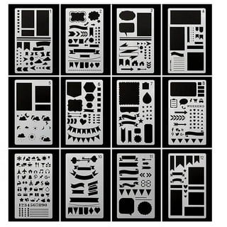 16pcs Plastic Journal Stencils Template for Journal Notebook Diary  Scrapbook Planner DIY Drawing Stencils 8x6 Inch 