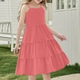 thumbnail image 3 of Efsteb Girl Summer Dresses Boho Sleeveless Spaghetti Strap Dress A-Line Swing Flowy Ruffle Tiered Sundress (Pink,7 Years), 3 of 7