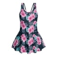 thumbnail image 4 of Uourmeti Girls' Tropical Hibiscus Floral Design Skirted One-Piece Swimsuit - Quick Dry Stretchy Swim Dress for Beach & Pool Vacations, 4 of 8