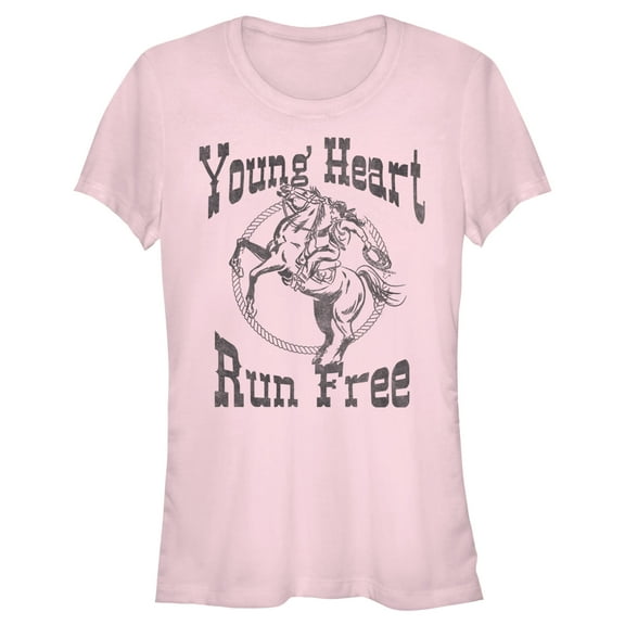 Junior's Lost Gods Young Heart Run Free Graphic Tee Light Pink 2X Large