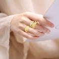 thumbnail image 4 of NUNCAD 4PCS 14K Gold Plated Chunky Rings Minimalist Dome Croissant Twisted Braided Statement Ring Set for Women Size 6-9, 4 of 5