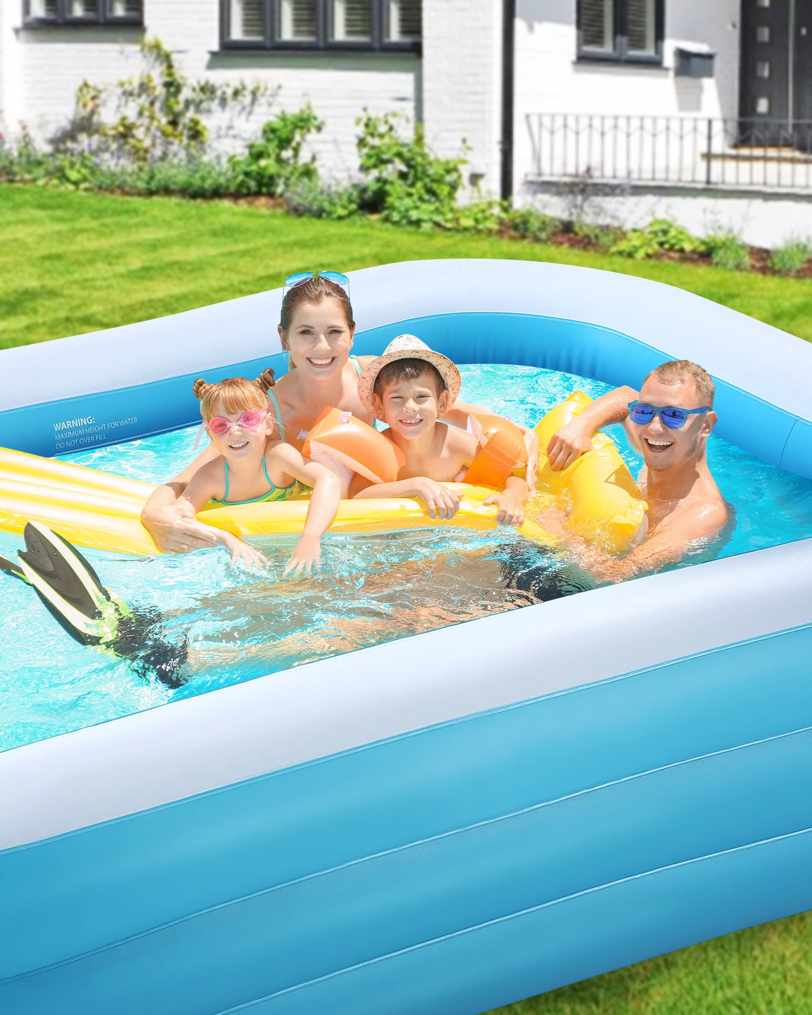 Naipo Inflatable Swimming Pool Fmaily Inflatable Pool Full-Sized Blow Up Pool 120''*72''*22'' for Baby Kids Adults Outdoor Backyard Summer Water Party