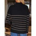 thumbnail image 4 of Women's Quarter Zip Striped Oversized Sweater 2025 Mock Turtleneck Fall Fashion Outfit, 4 of 12