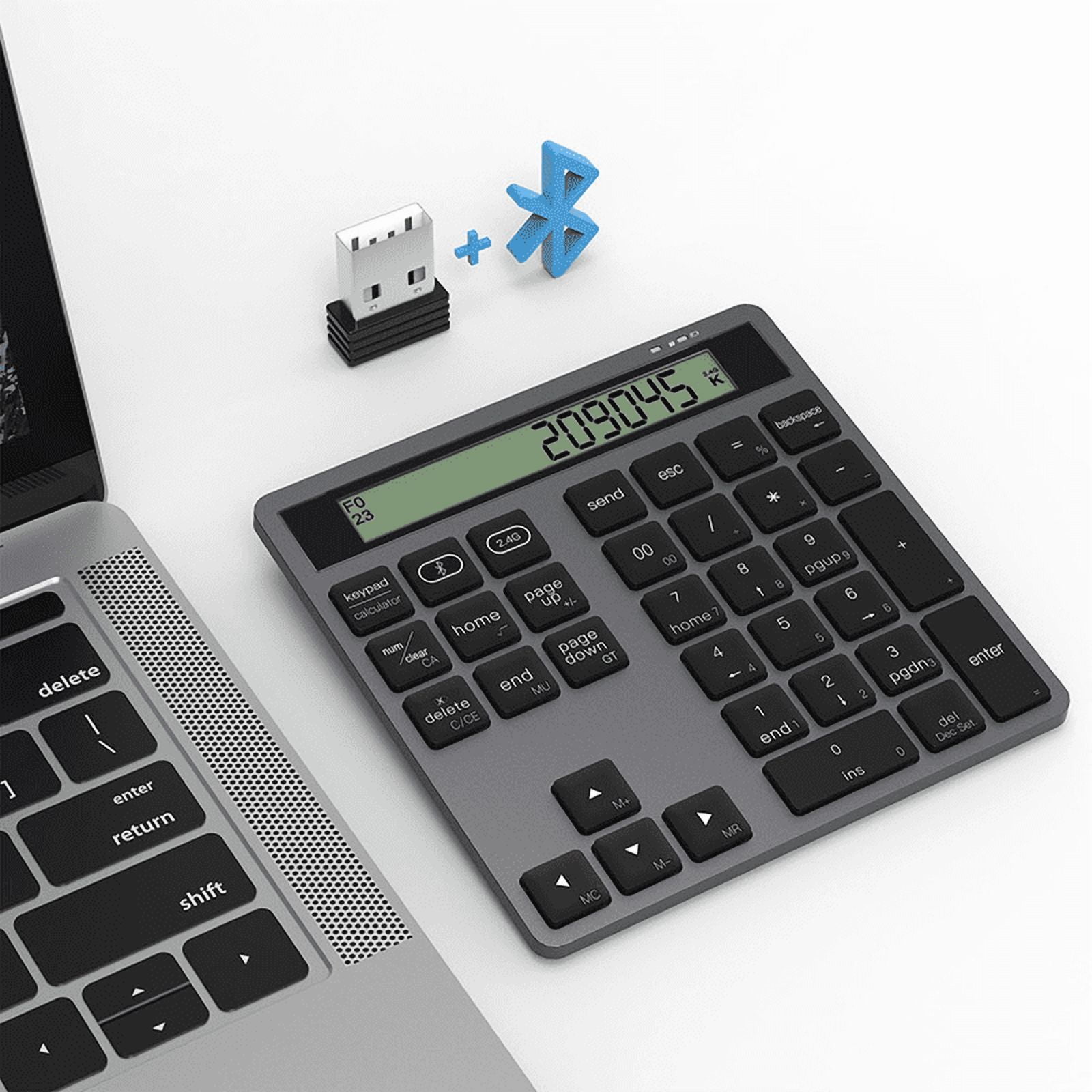 JOMAA Bluetooth +2.4G Wireless Numeric Keyboard with Display Calculator Wireless Number Keypad Financial Accounting Numpad Data Entry